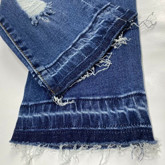 Kancan Capri Jeans Womens 1/24 Stretch Denim Crop Jean Distressed Raw Fray NEW - Picture 9 of 9
